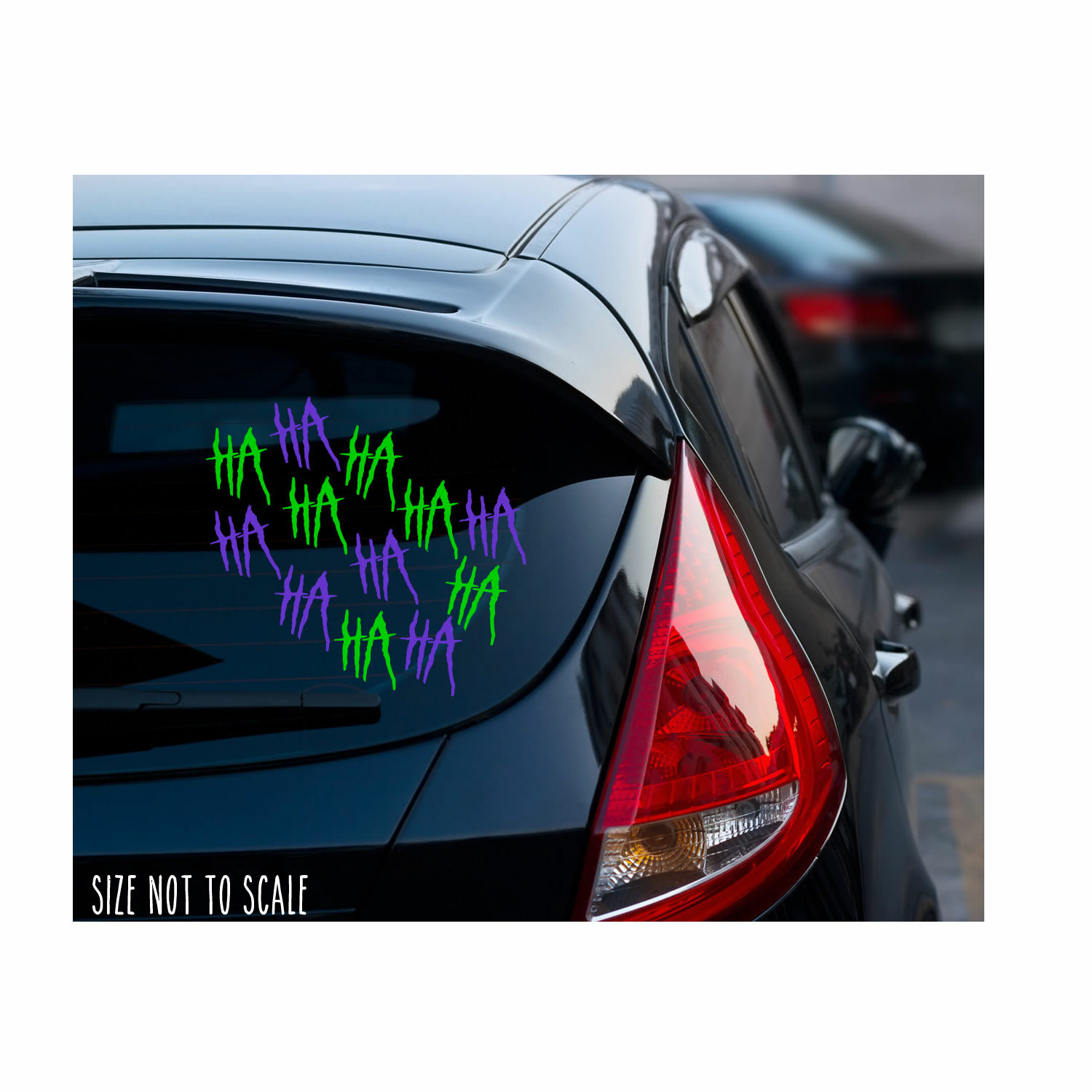 HaHa Sticker Decal – Joker Art #2 Why So Serious 4″ Purple & Lime Green