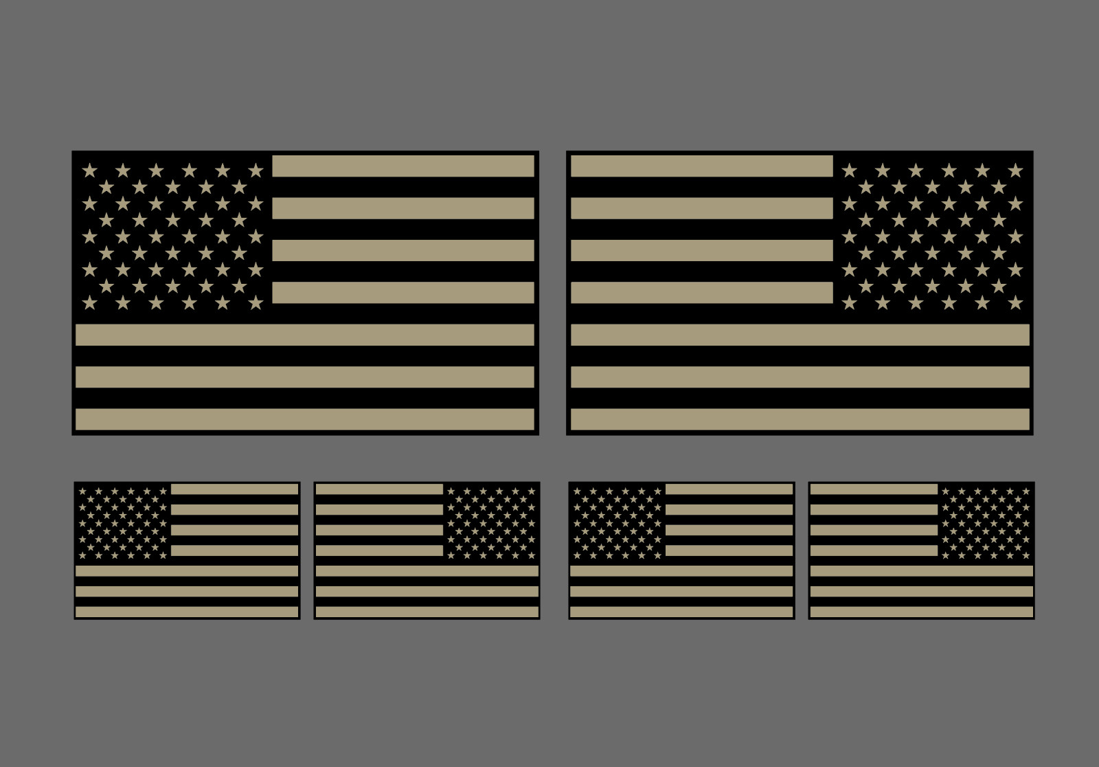 USA Flag Black Khaki Tan Sticker vinyl car bumper decal United States 6 stickers
