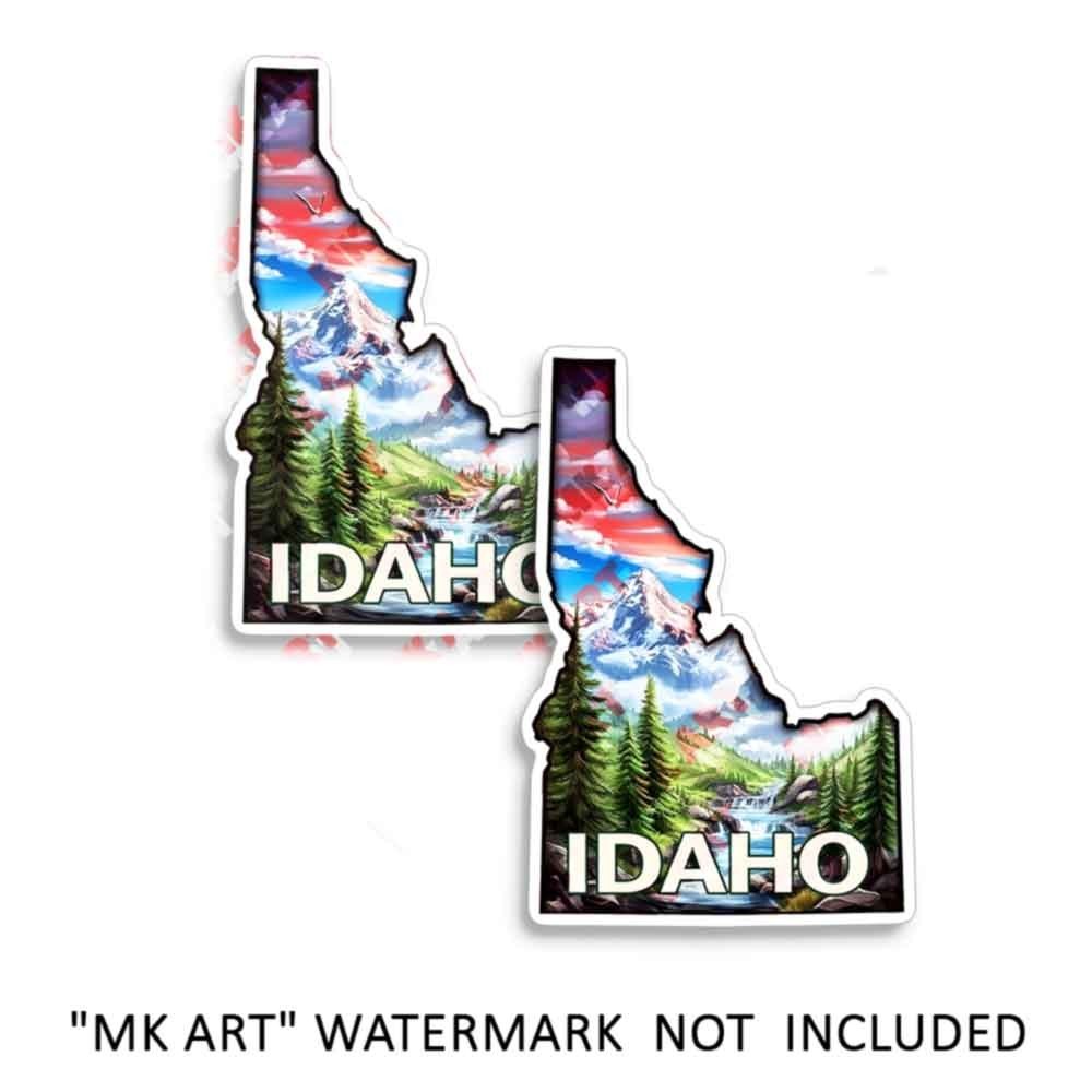 Idaho State Shape Forest Landscape Vinyl Decal Sticker 2 Pack