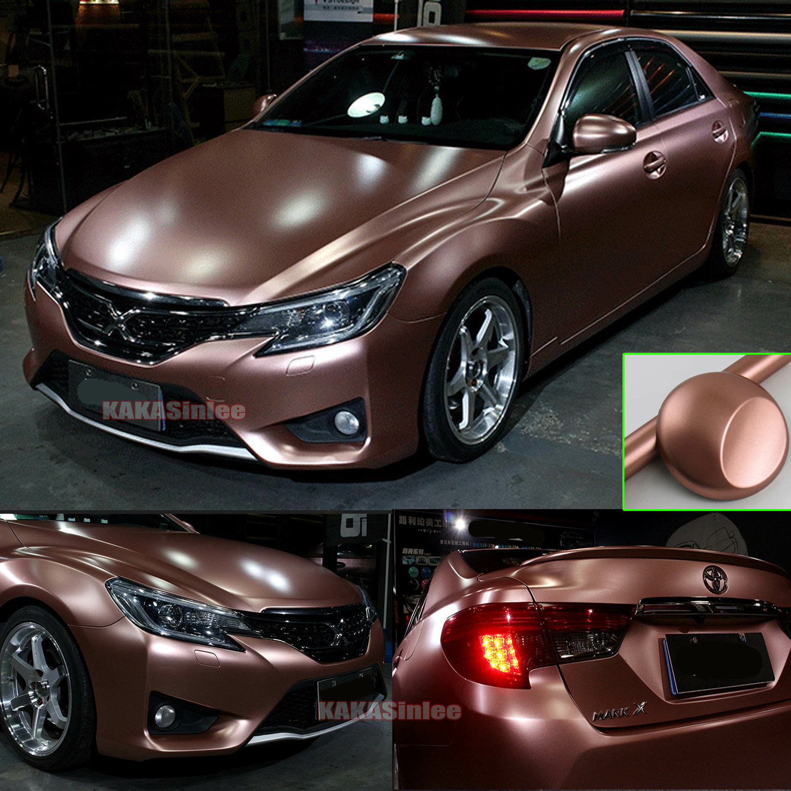 Flexible Pearl Metal Car Wrap Sticker Glitter Satin Chrome Vinyl Rose Gold US