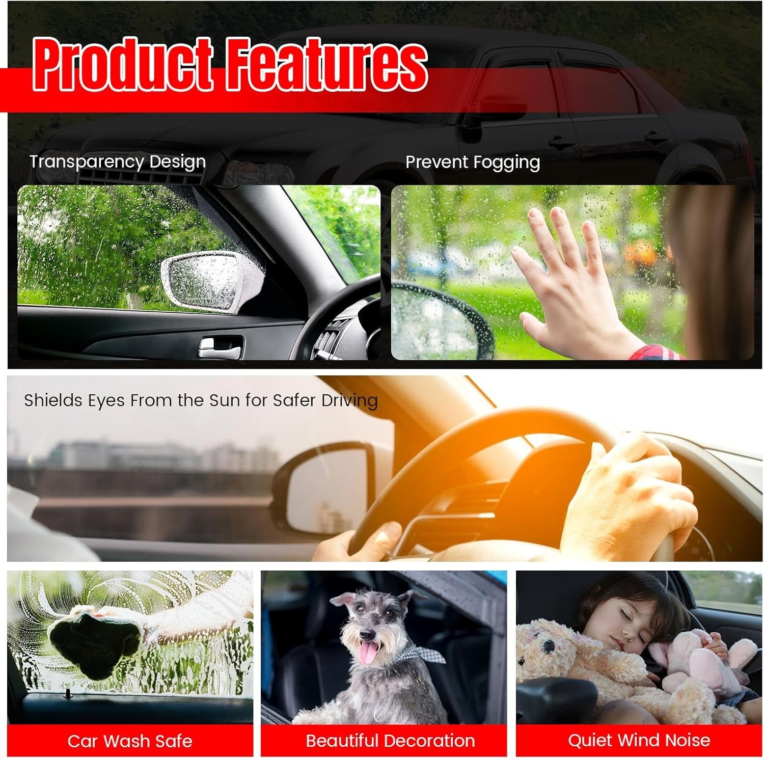 Tape on Window Visors Compatible with 2022-2026 Kia Carnival, Acrylic Smoke/T…