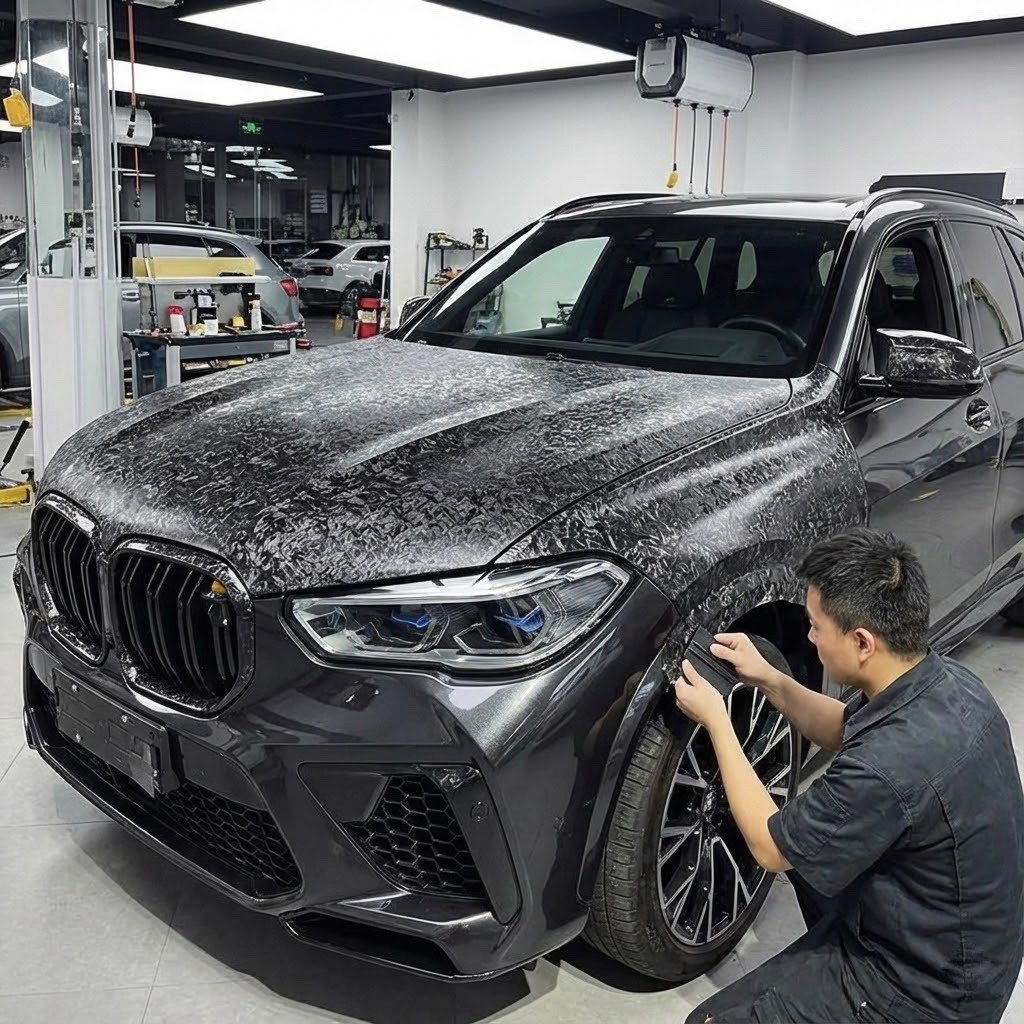720″x60″ Premium Forged Black Carbon Fiber Vinyl Wrap Film Satin Matte 60ftx5ft