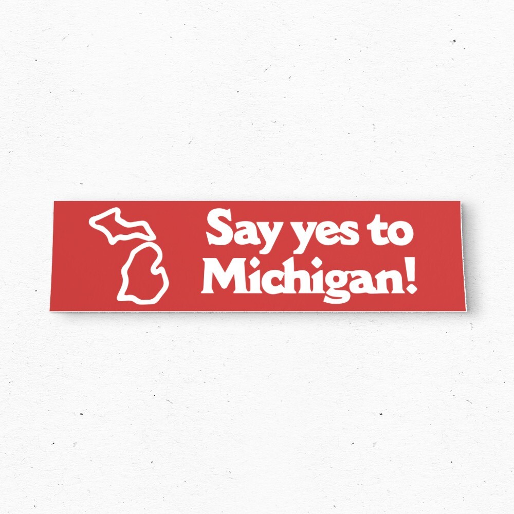 Say yes to MICHIGAN Red Bumper Sticker – Tourism USA Vintage Style Vinyl 80s 90s