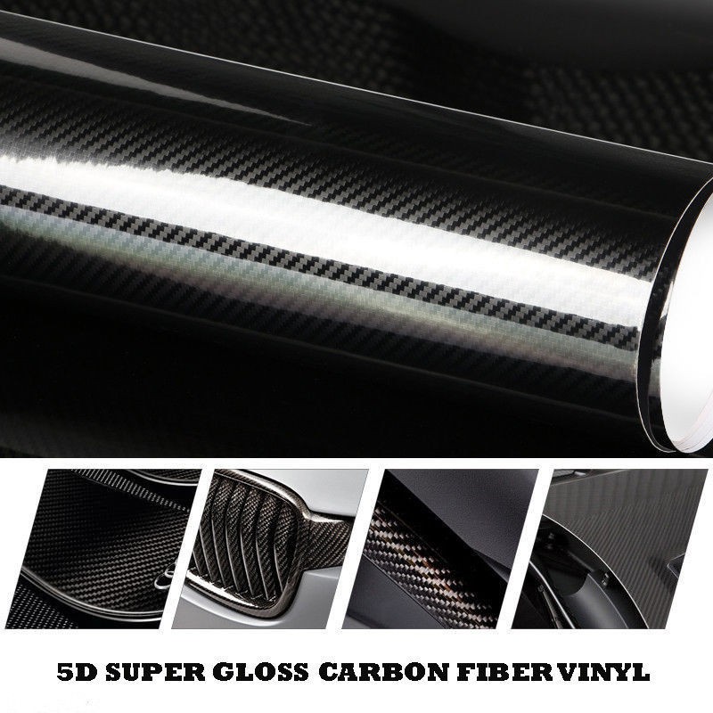7D-Black Carbon Fiber Vinyl Film Car Wrap Stickers Auto Decal Paper Waterproof