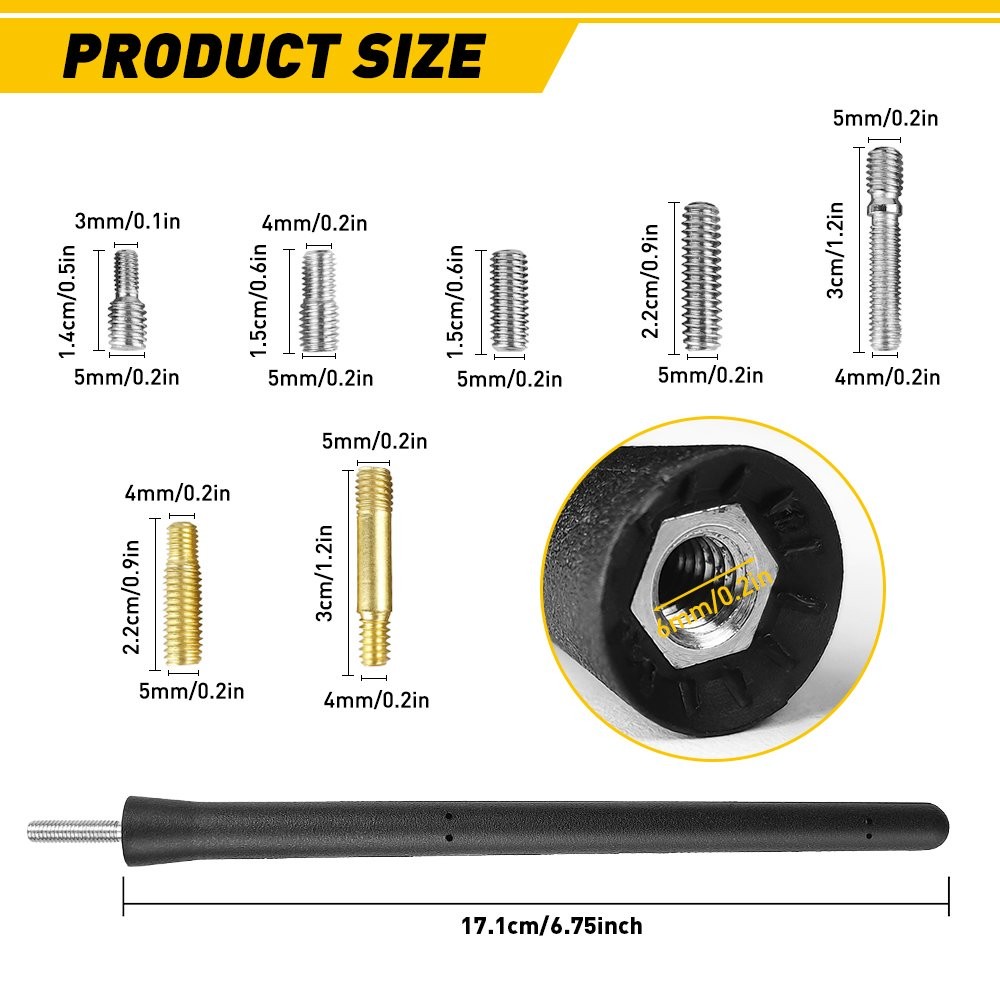 1/2Set 6 3/4″ Short Black Antenna Mast Radio AM/FM for MITSUBISHI OUTLANDER SPOR