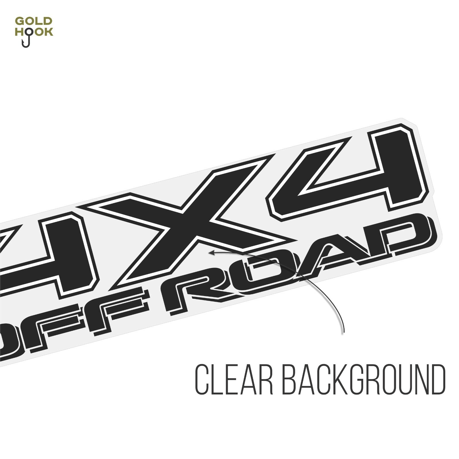 GOLD HOOK TRD 4×4 Off Road Decals for Tacoma, BLACK MATTE Finish (Set of 2)