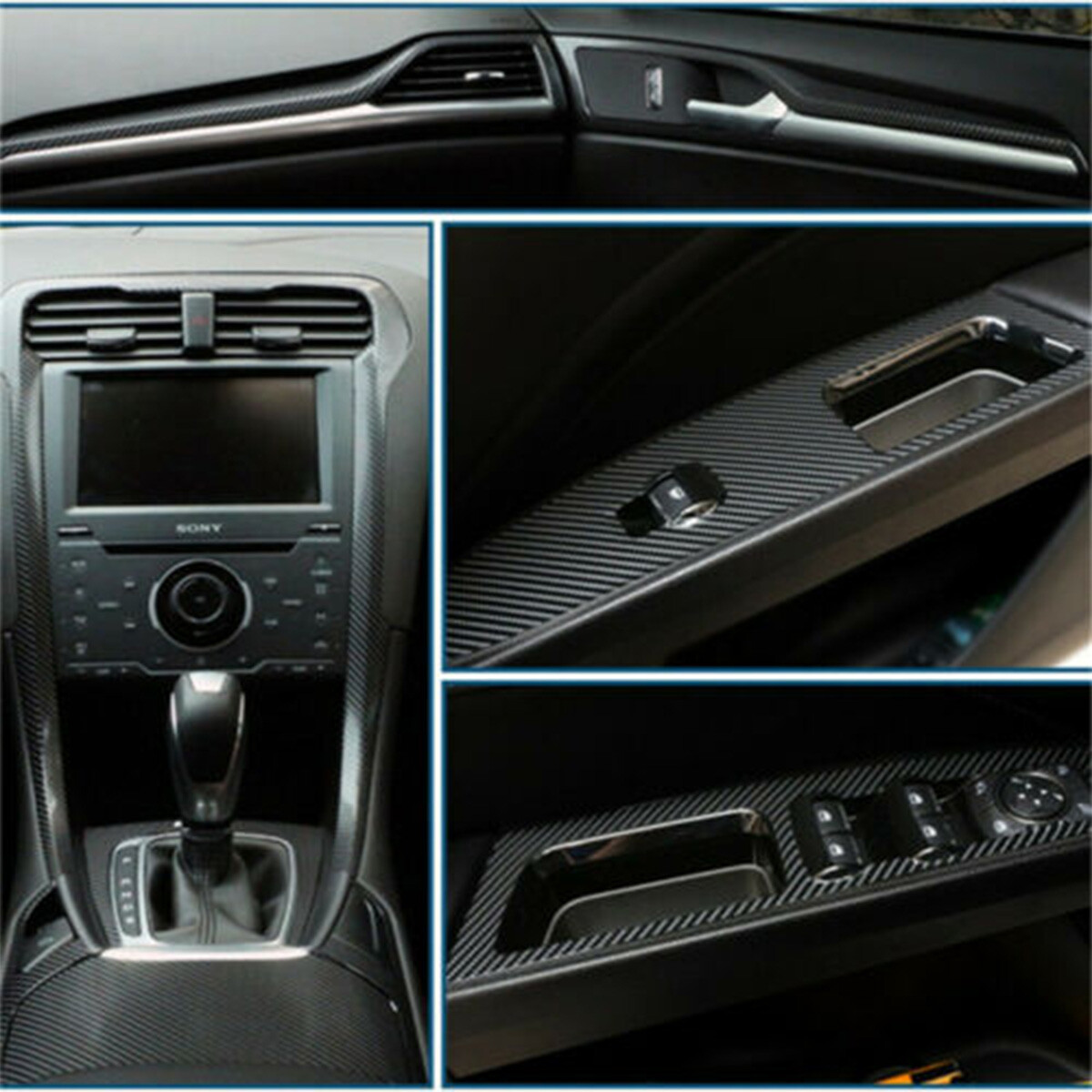7D Premium Super Gloss Black Carbon Fiber Vinyl Wrap Bubble Free Air Release