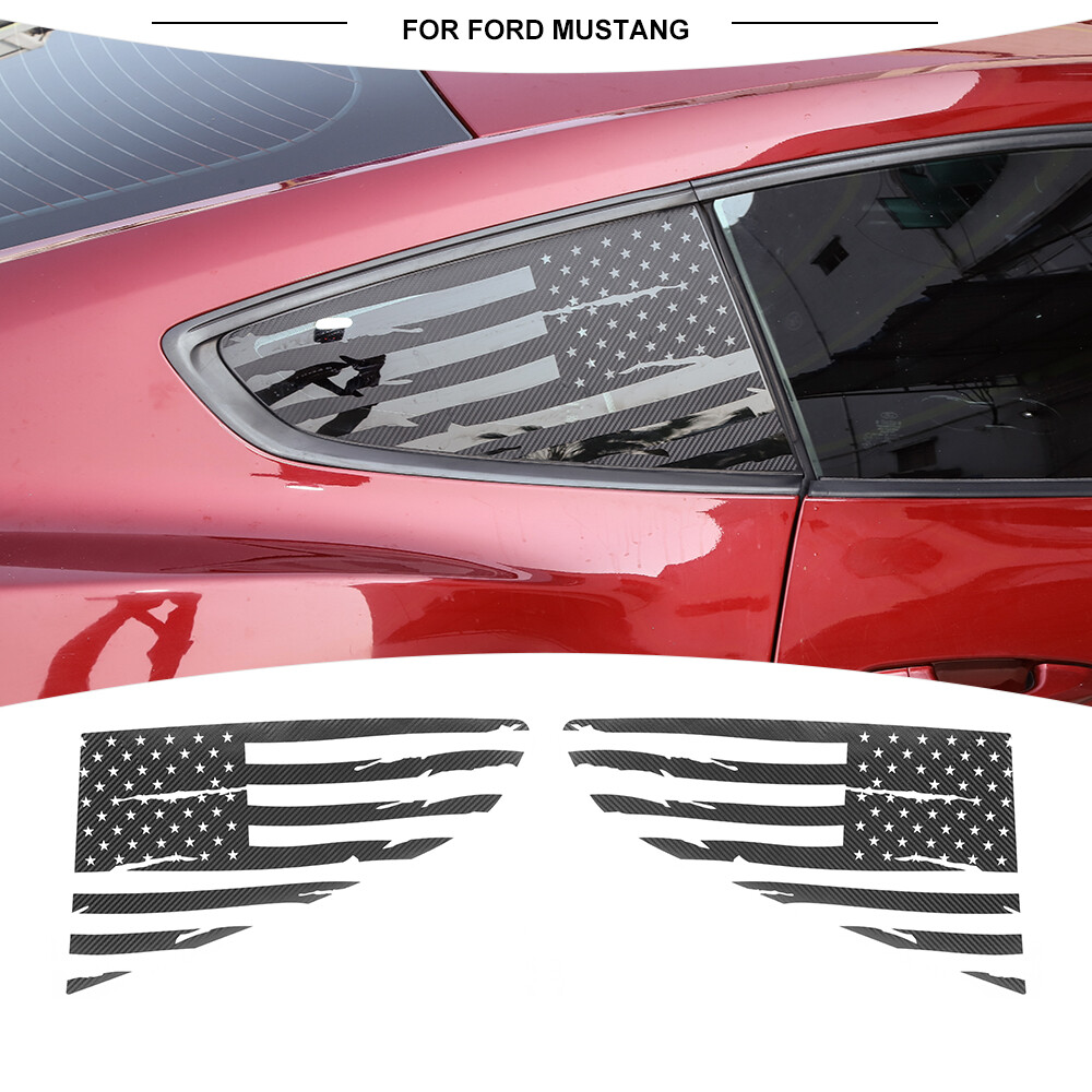 Carbon Fiber Rear Window Cover Decals Trim Sticker For Ford Mustang 15+ USA Flag