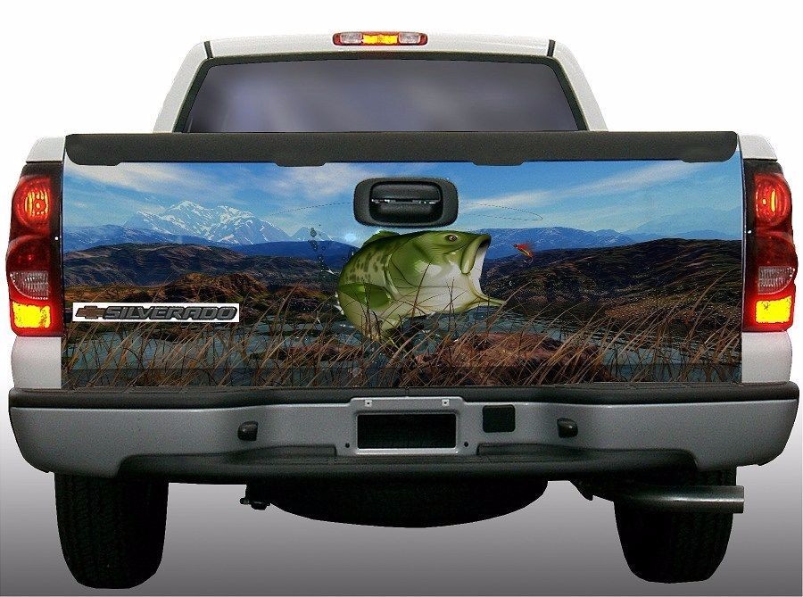 Grass camouflage bass fish fishing truck tailgate vinyl graphic decal wraps