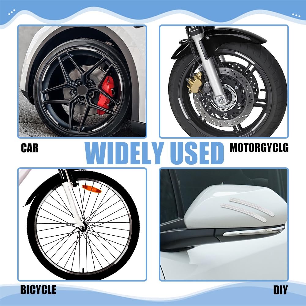 QZTYTY 20PCS Reflective Car Wheel Decorative Stripe Stickers, White, White