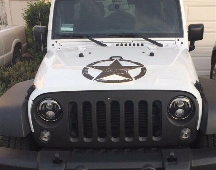 50x50cm Car Decal Decorative Sticker Matt Black Distressed Army Star Hood Decal