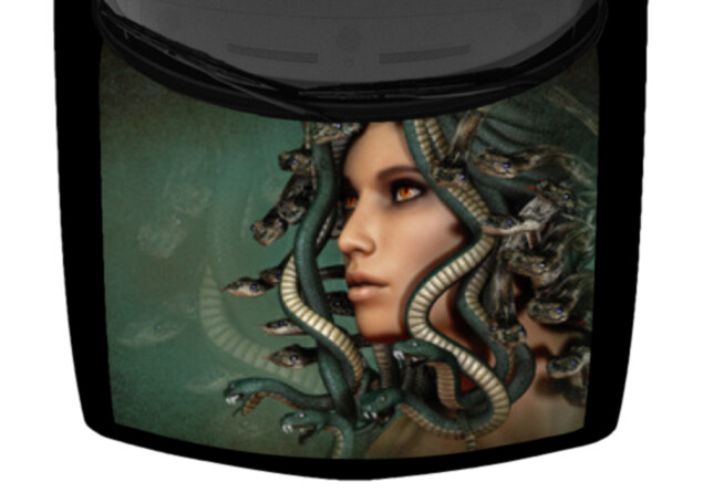Realistic Medusa Snakes Truck Hood Wrap Vinyl Car Graphic Decal Deep Teal Green