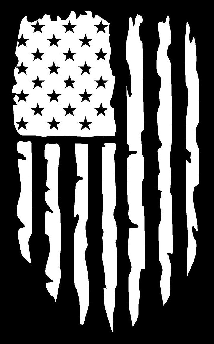 American Flag Tattered Vertical Hanging Style 2 Multiple Colors and Sizes