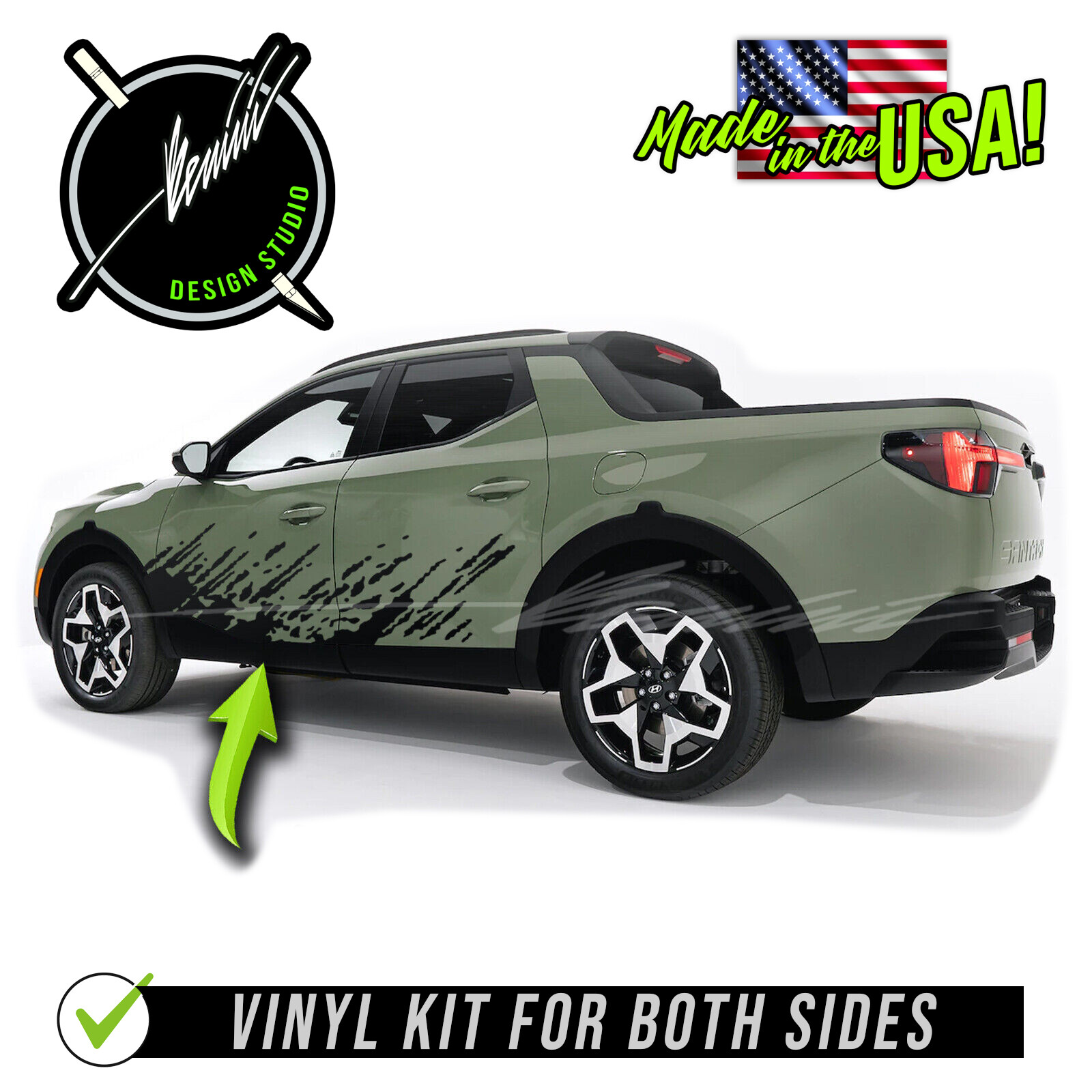 Side Mud Splash Racing Stripes Decals 1 Fits 2022 &up Hyundai Santa Cruz