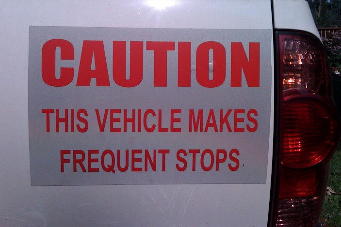 9″ x 12″ CAUTION THIS VEHICLE MAKES FREQUENT STOPS Vinyl Decal Reflective Sheet