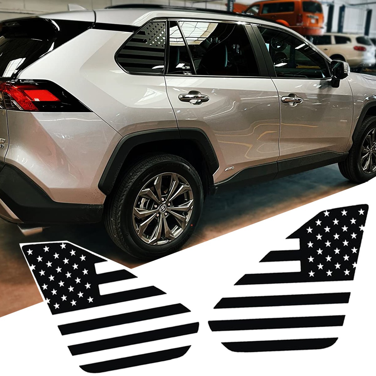 Precut American Flag Vinyl Decal Wrap Cover For Toyota Rav4 2019-25 Window Decor