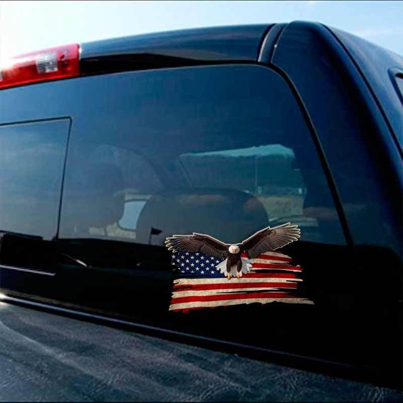 Bald Eagle American Flag Sticker Truck Window Gun Safe Yeti ATV Ranger Decal