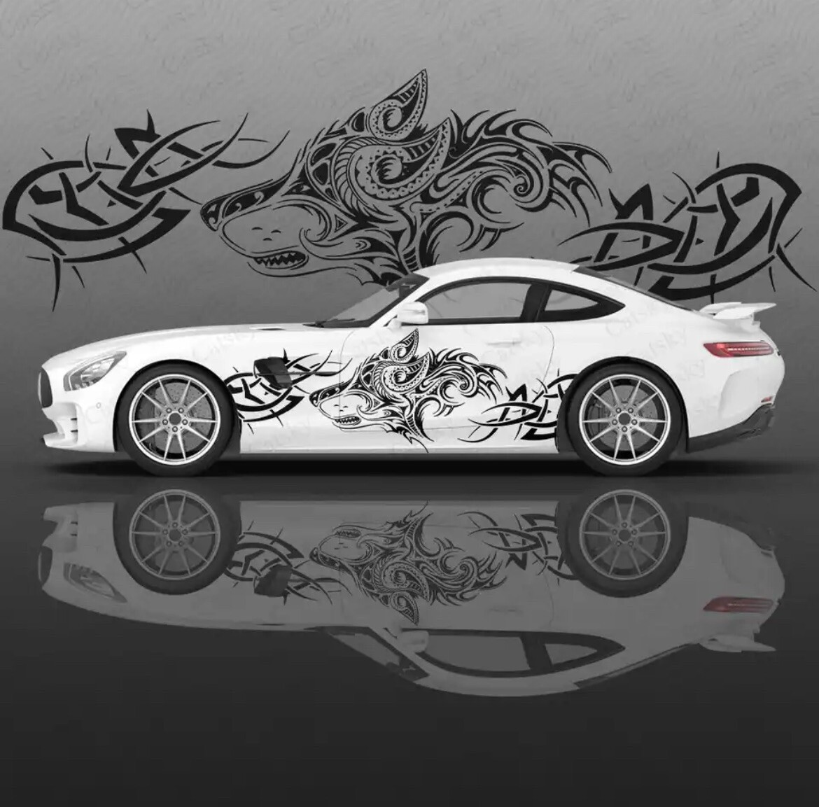 2Pcs Black Car Body Side Door Stickers Running Wolf Totem Vinyl Decals Universal