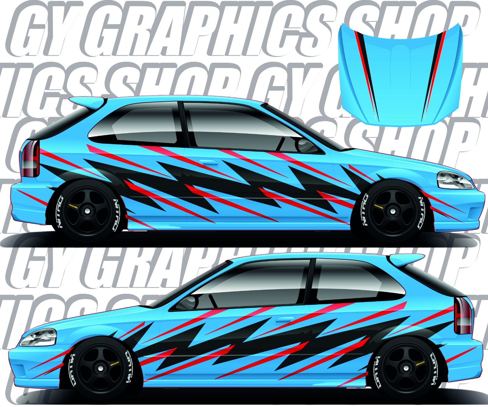 REITO-Livery Custom Racing Decals Drift Racing Door Banner JDM Side