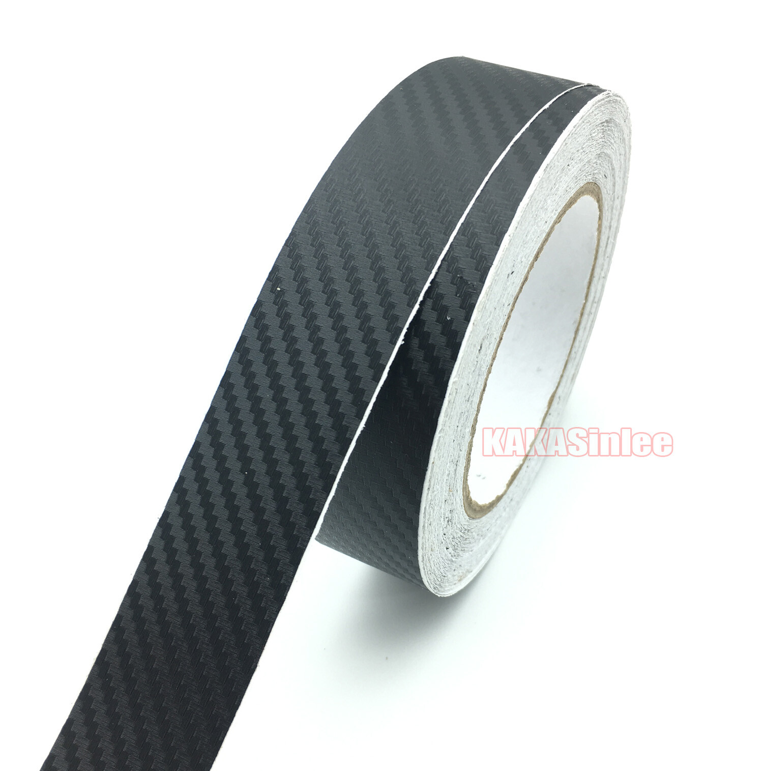 1.2″ W 3D Black / Sheet Car PVC Grain Carbon Fiber Vinyl Tape Wrap Sticker Trim