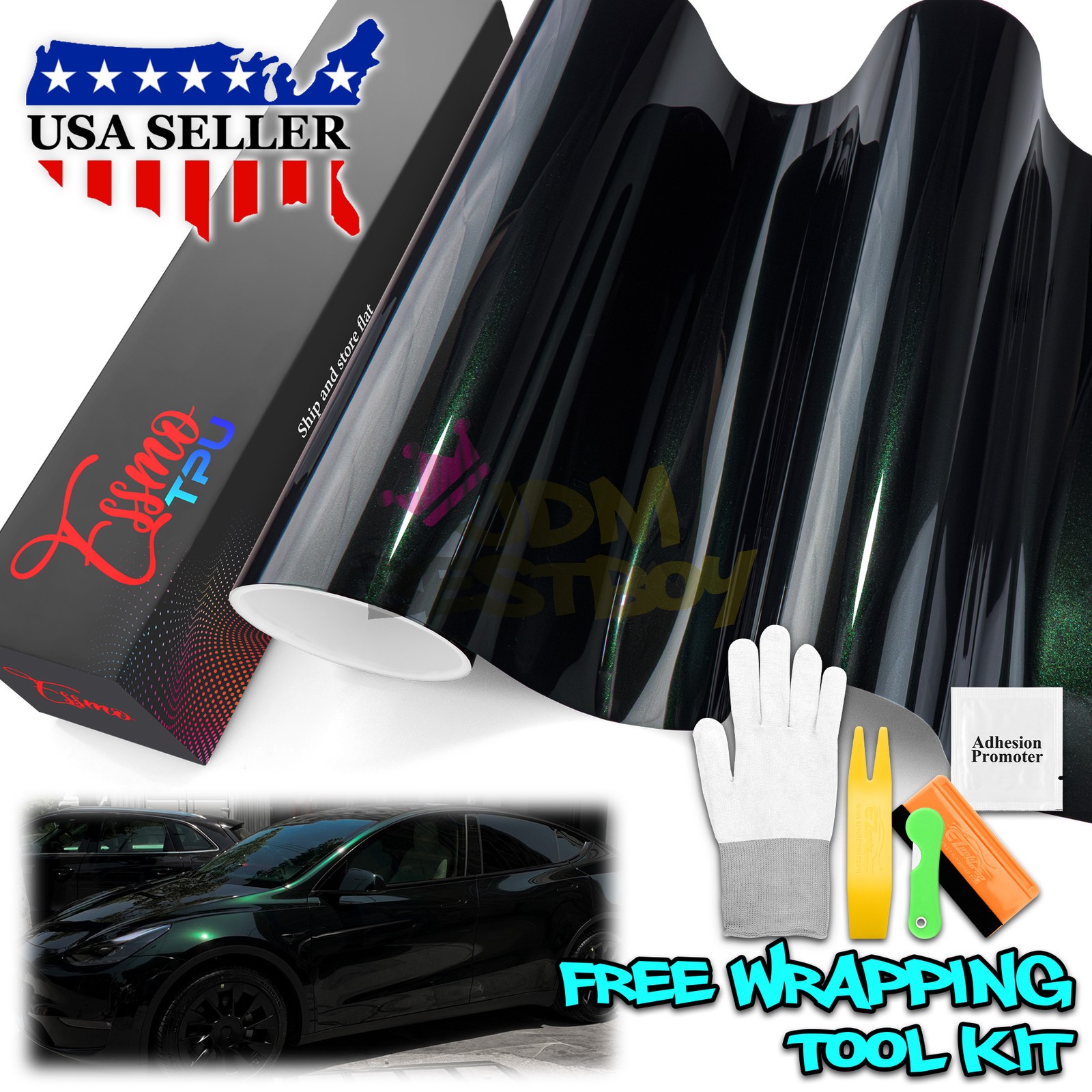 Gloss Metallic British Green PPF TPU Paint Protection Film Dry Wet Vinyl Wrap
