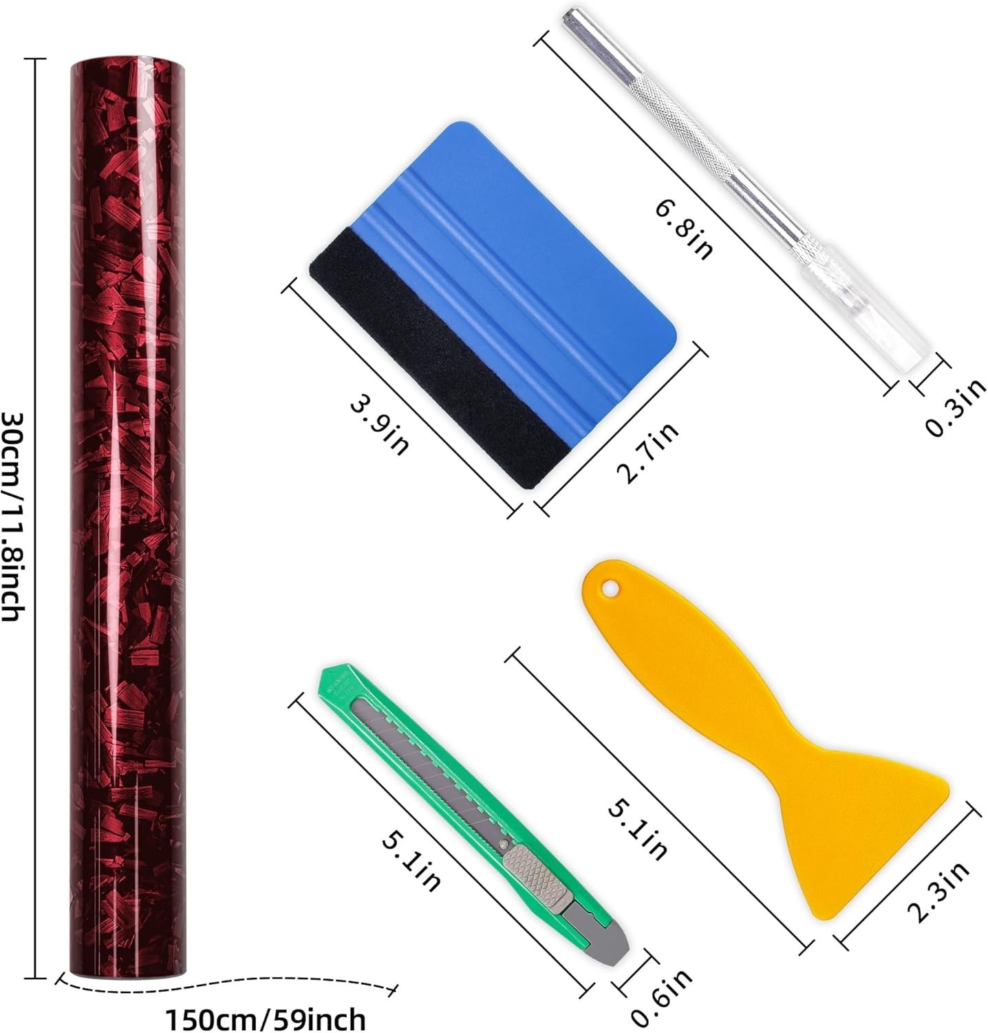 DIY Self-Adhesive Forged Carbon Wrap Film 1ft x 5ft With Installation Tools