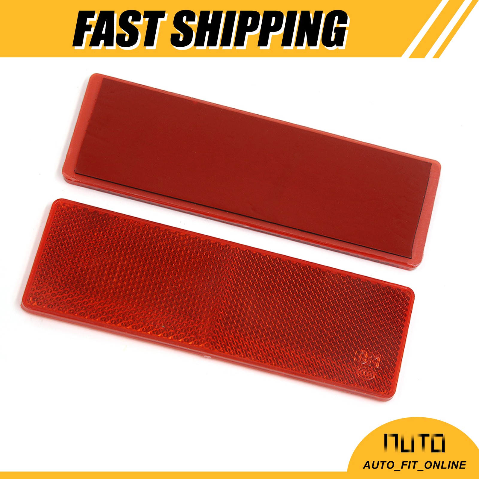 TWO Truck Car Red Plastic Adhesiive Reflective Plate w/o Holes Universal