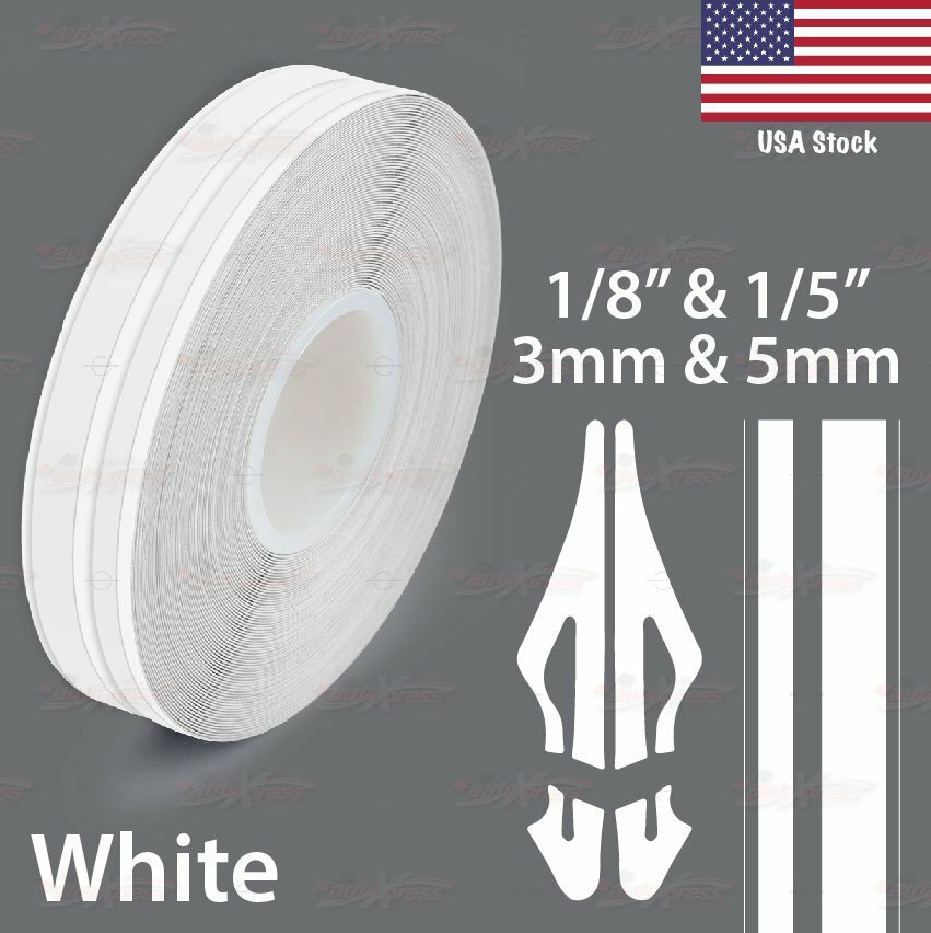 WHITE 1/8″ 1/5″ Twin PIN STRIPE TAPE 9/16″ 15mm PinStriping Decal Vinyl Sticker
