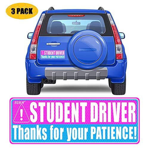 3 Pack Student Driver Magnet Reflective Signs for Car, 9×3.3 Inch
