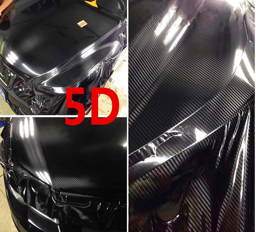 Auto Accessories 5D Gloss Black Pickup Carbon Fiber Vinyl Wrap Sheet Sticker