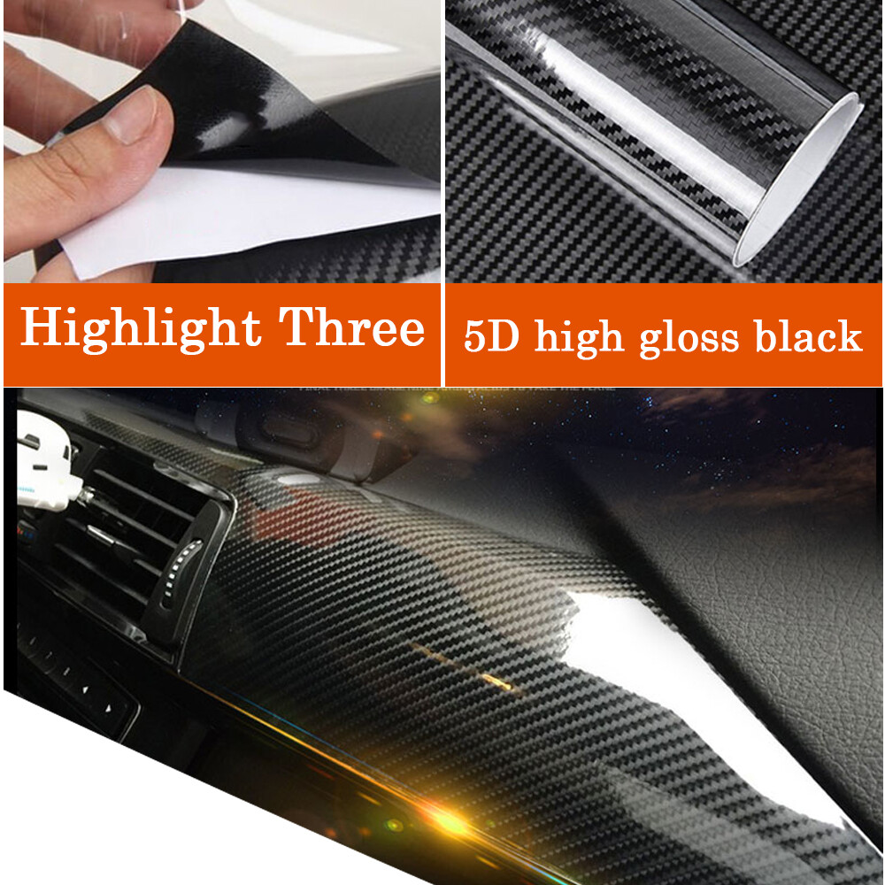 5D Waterproof Carbon Fiber Vinyl Car Wrap Sheet Roll Film Sticker Decal Paper US