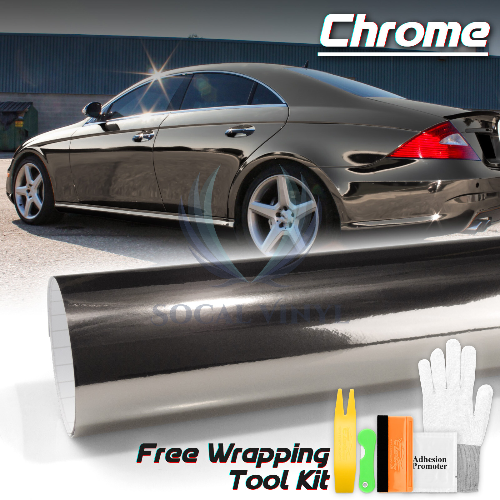 Chrome Black Dark Car Vinyl Wrap Sticker Decal Sheet DIY Air Release Bubble Free