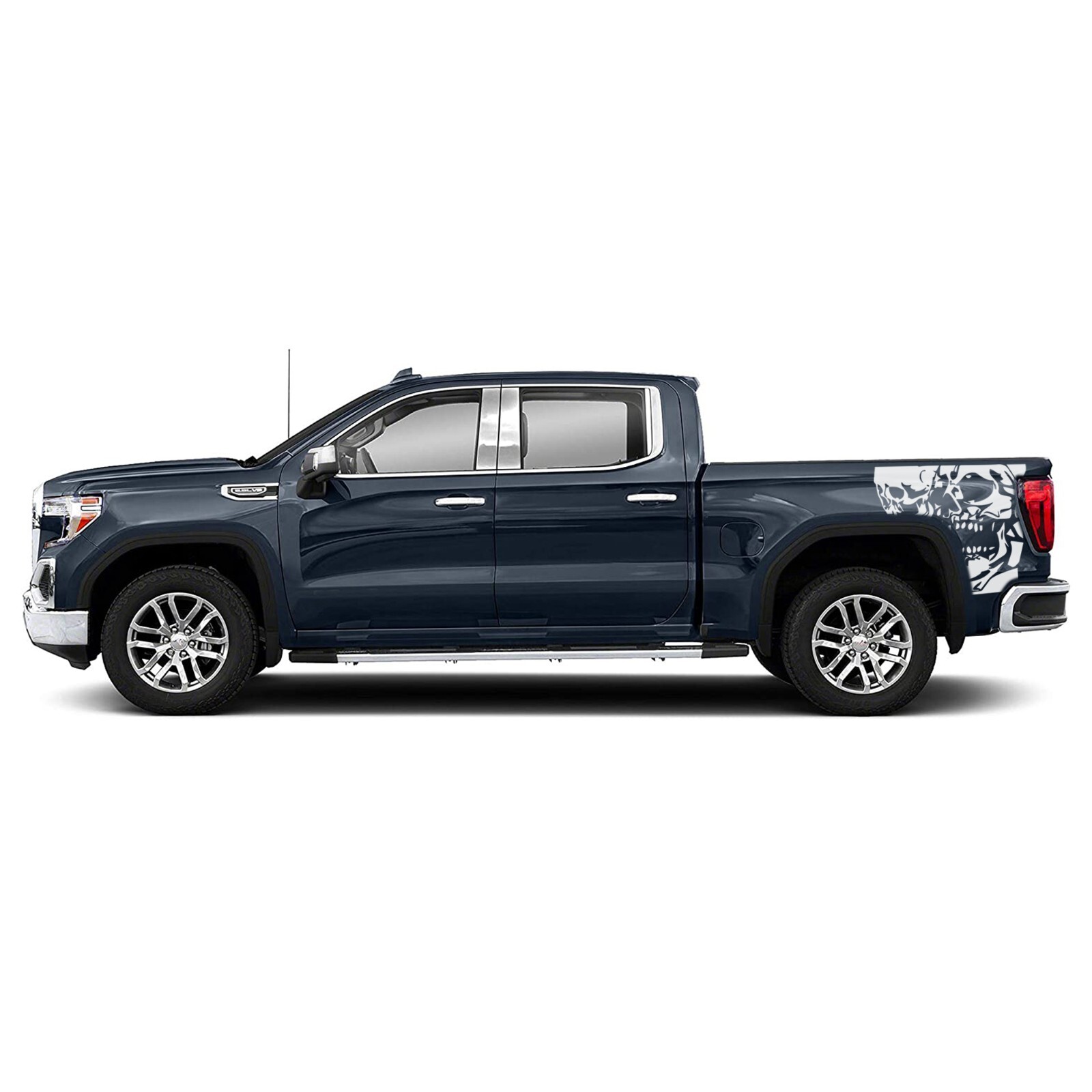 Back side skull graphics stickers decal compatible with GMC Sierra