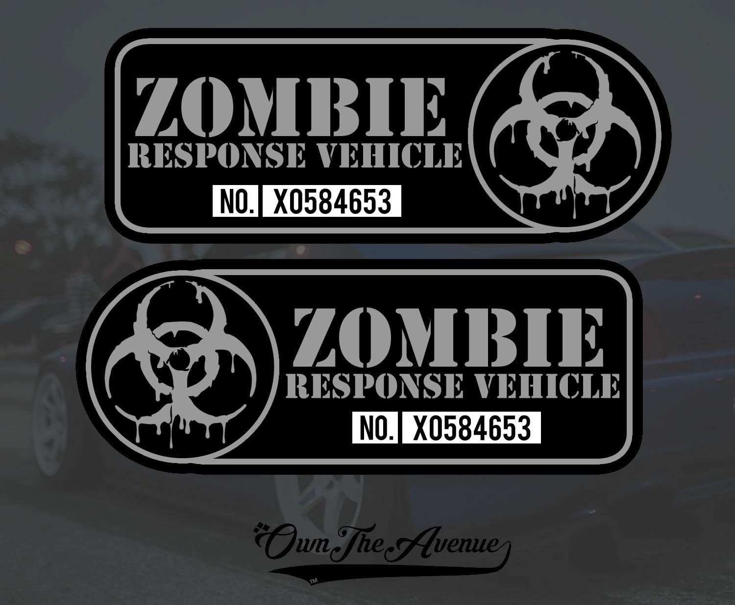 Zombie Response Vehicle Sticker Decal – 4″ Left + Right Facing Fender