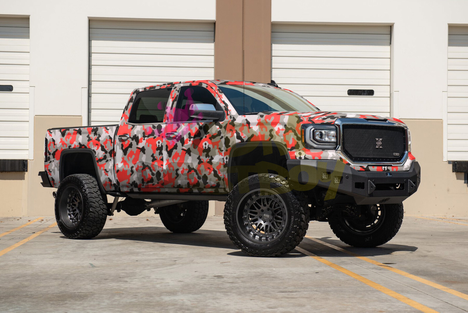 Premium Red Black White Gray Camouflage Desert Vinyl Sticker Wrap Decal Steet
