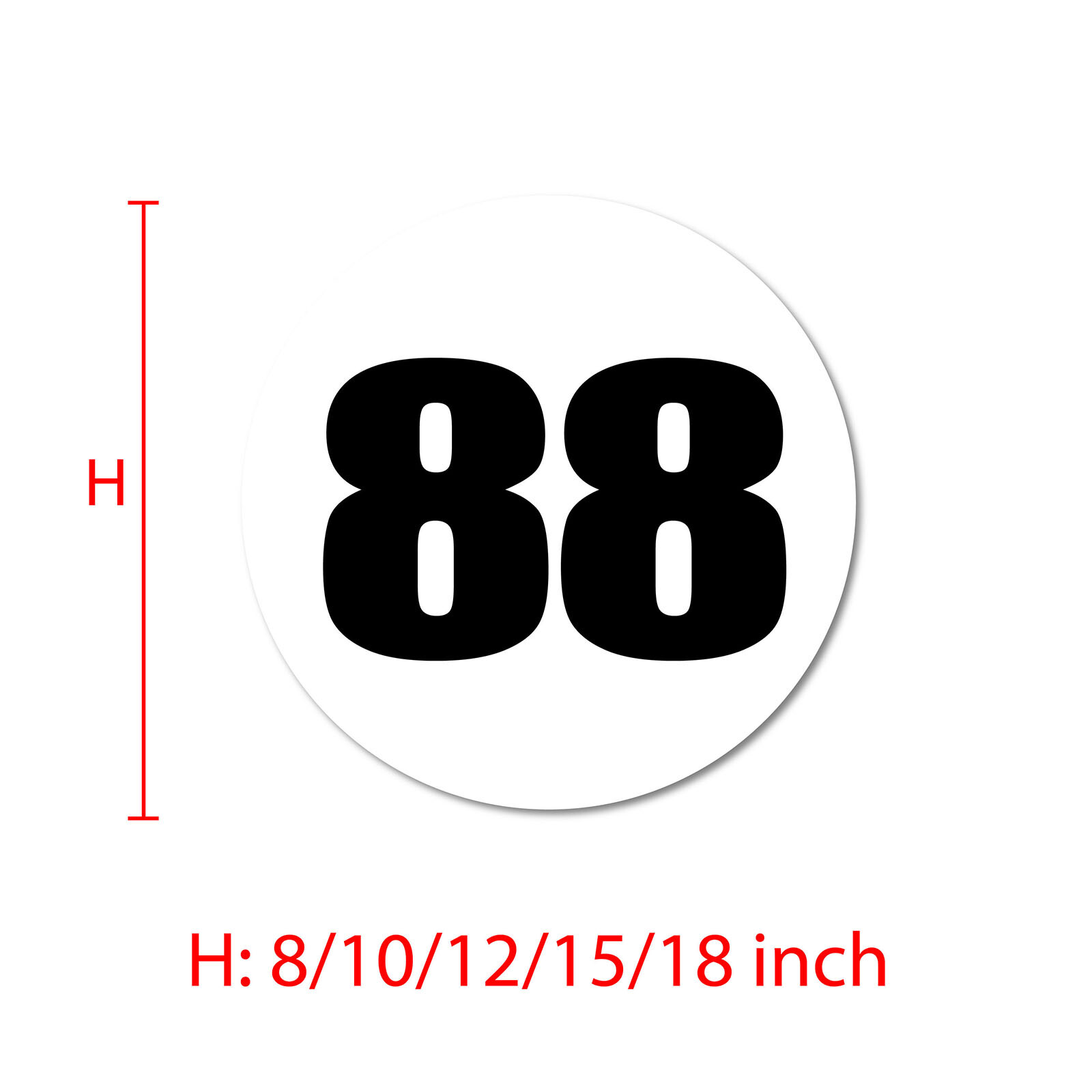 Number Round Circle Sticker 8″ 10″ 12″ Glossy Matte Magnet Custom x2 Car use