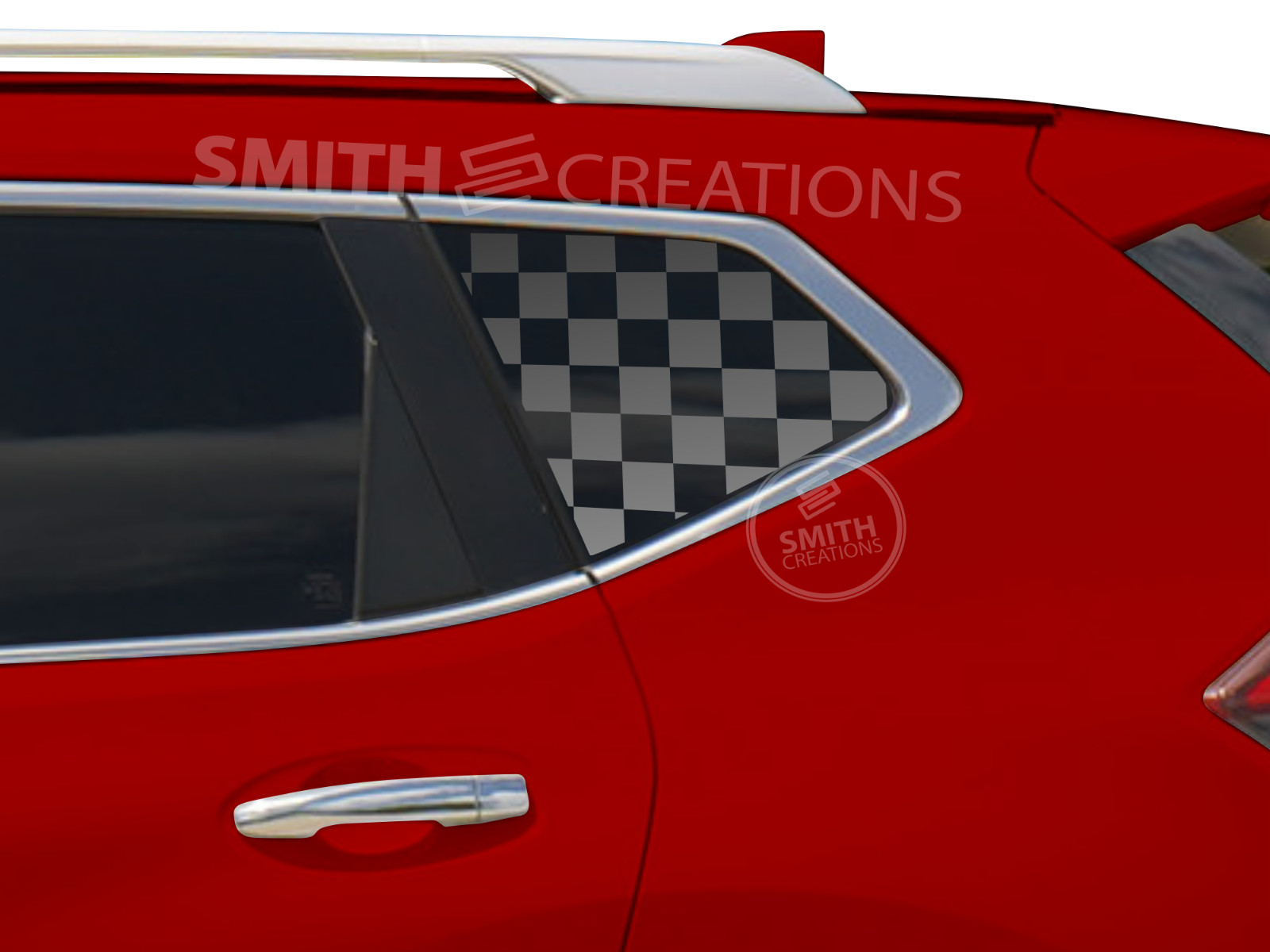 Fits 2014-2020 Nissan Rogue Quarter Window Checkered Vinyl Window Decal Checkers