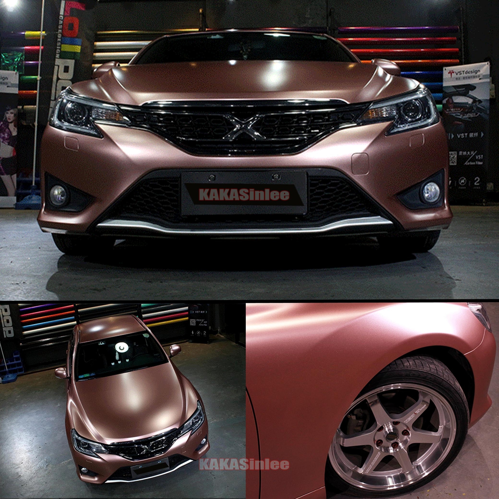 Whole Car Wrap Pearl Metal Satin Chrome Vinyl Film Sticker Rose Gold Flexible US