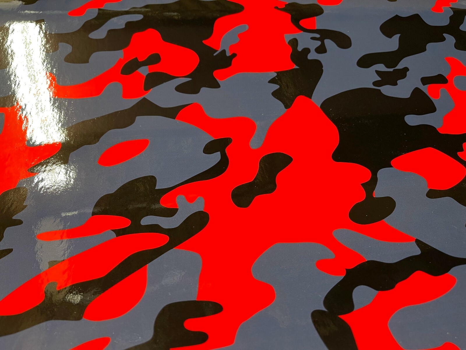 Red Black Gray Glossy Camouflage Vinyl Car Wrap Sheet +Free Tools (2 feet & up )