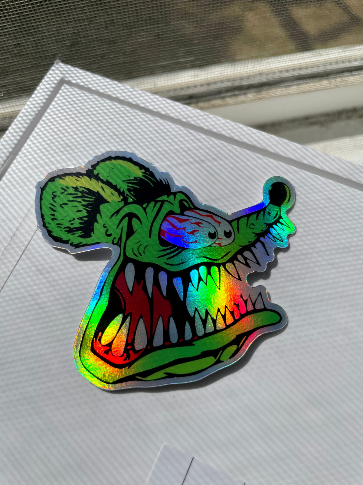 Rat Fink Hot Rod 3 inch holographic Premium decal Sticker 2-Pack Car Window