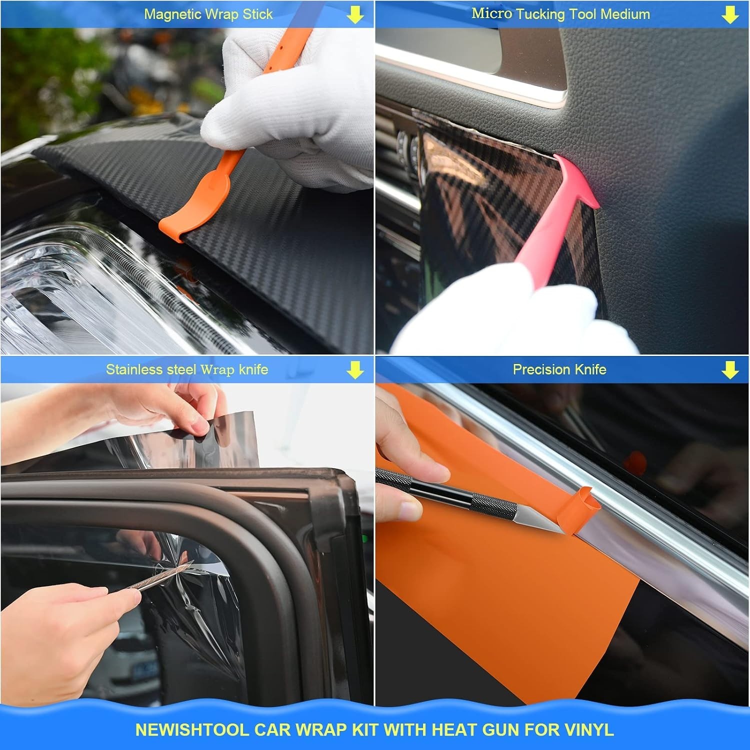 Universal Vinyl Wrap Kit with Precision Tools – Heat Gun & Squeegees Included