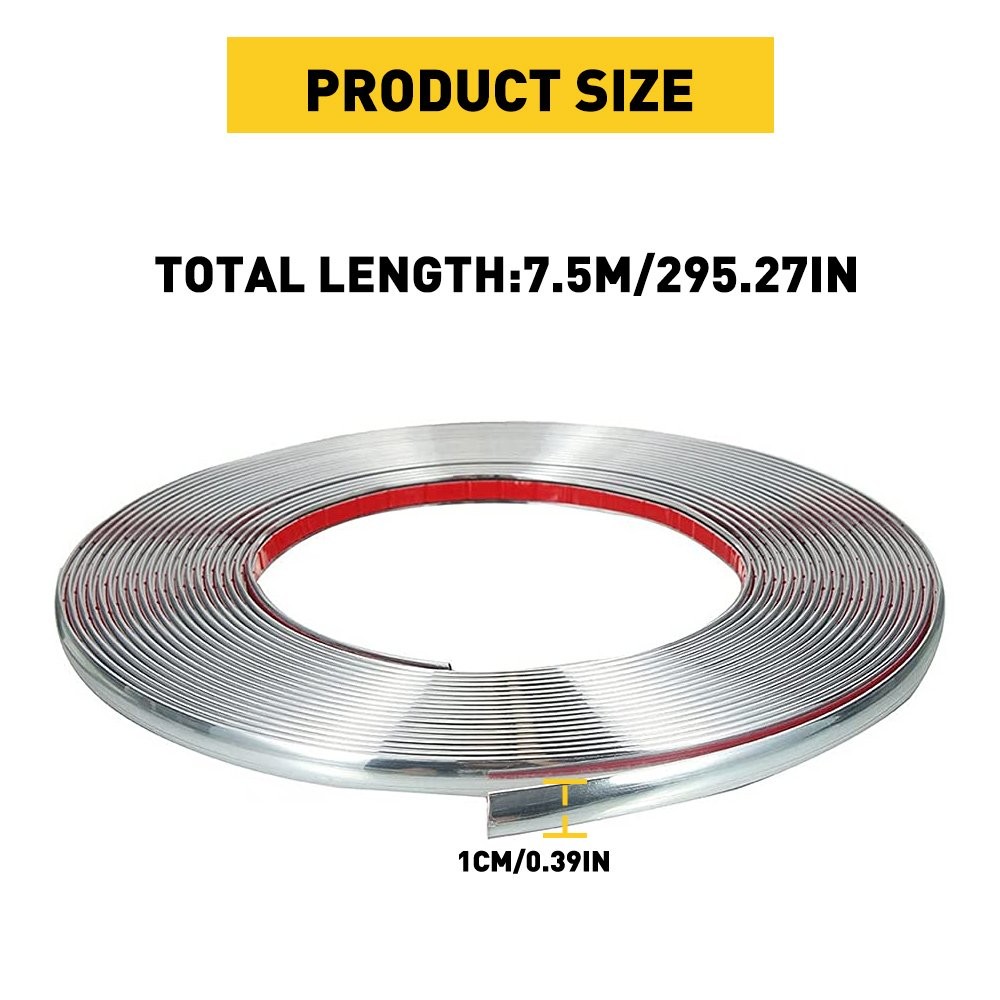 Chrome 10mm Trim Molding Strip Car Door Window Bumper Side Trime Protector 25f D