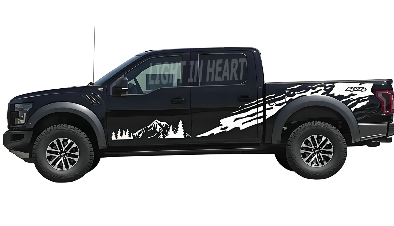 Fit For Ford Raptor F-150 Graphics Mountain Sticker Distorted Stripe Trunk Decal