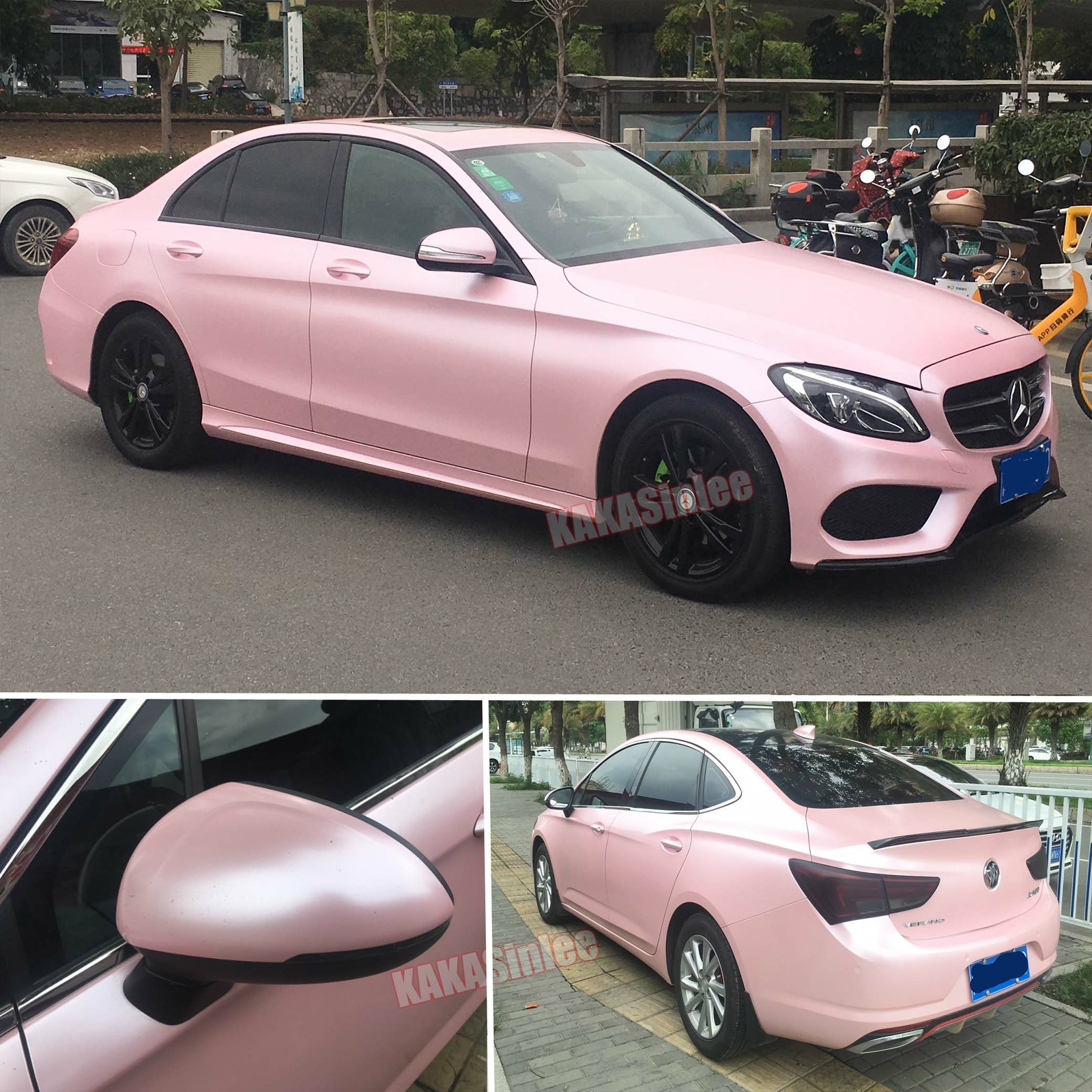 Sakura Pink Flexible Pearl Metal Satin Chrome Vinyl Wrap Car SUV Hood Sticker US