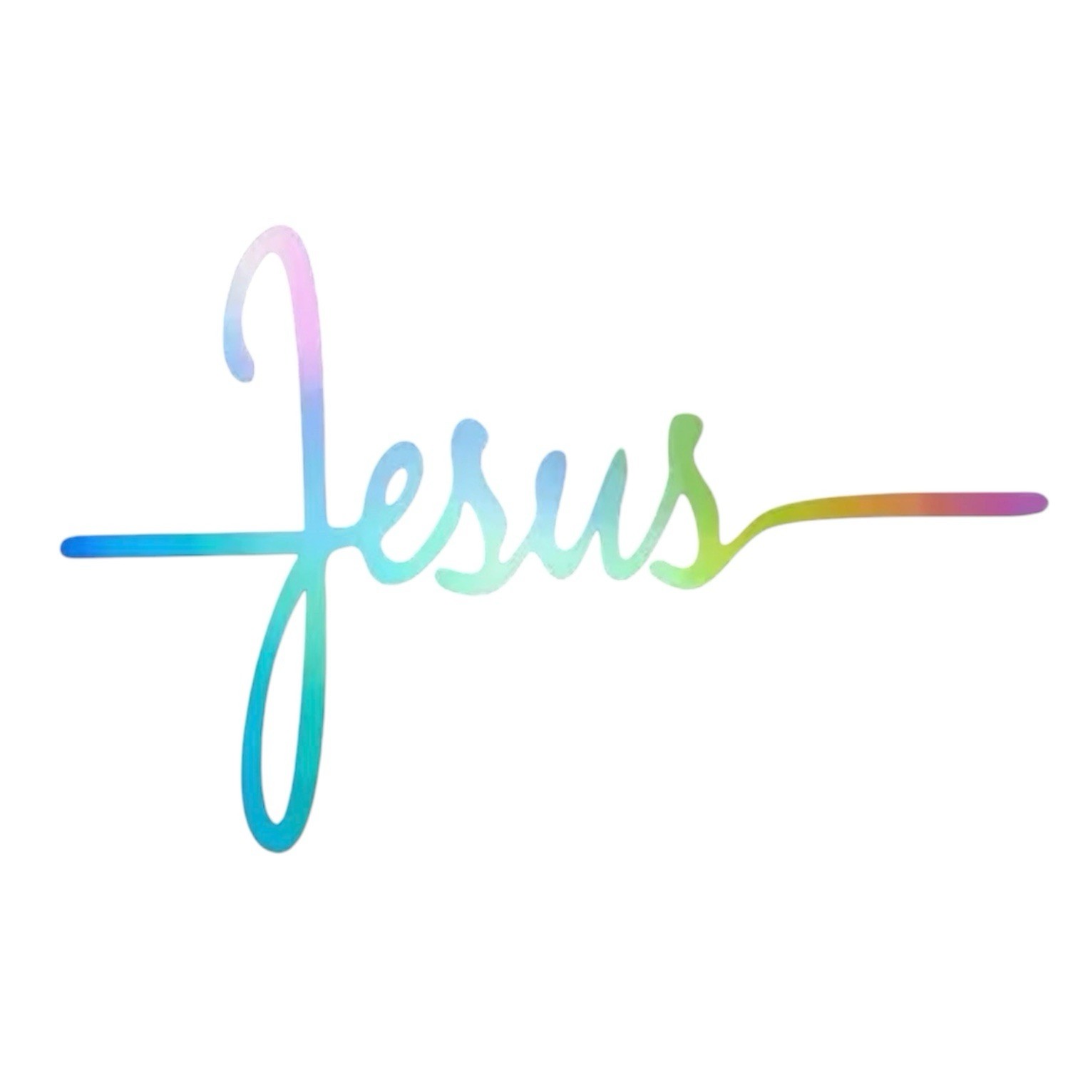 RAINBOW MULTICOLOR JESUS 8” INCH Vinyl Sticker Decal Christian God Faith Saved