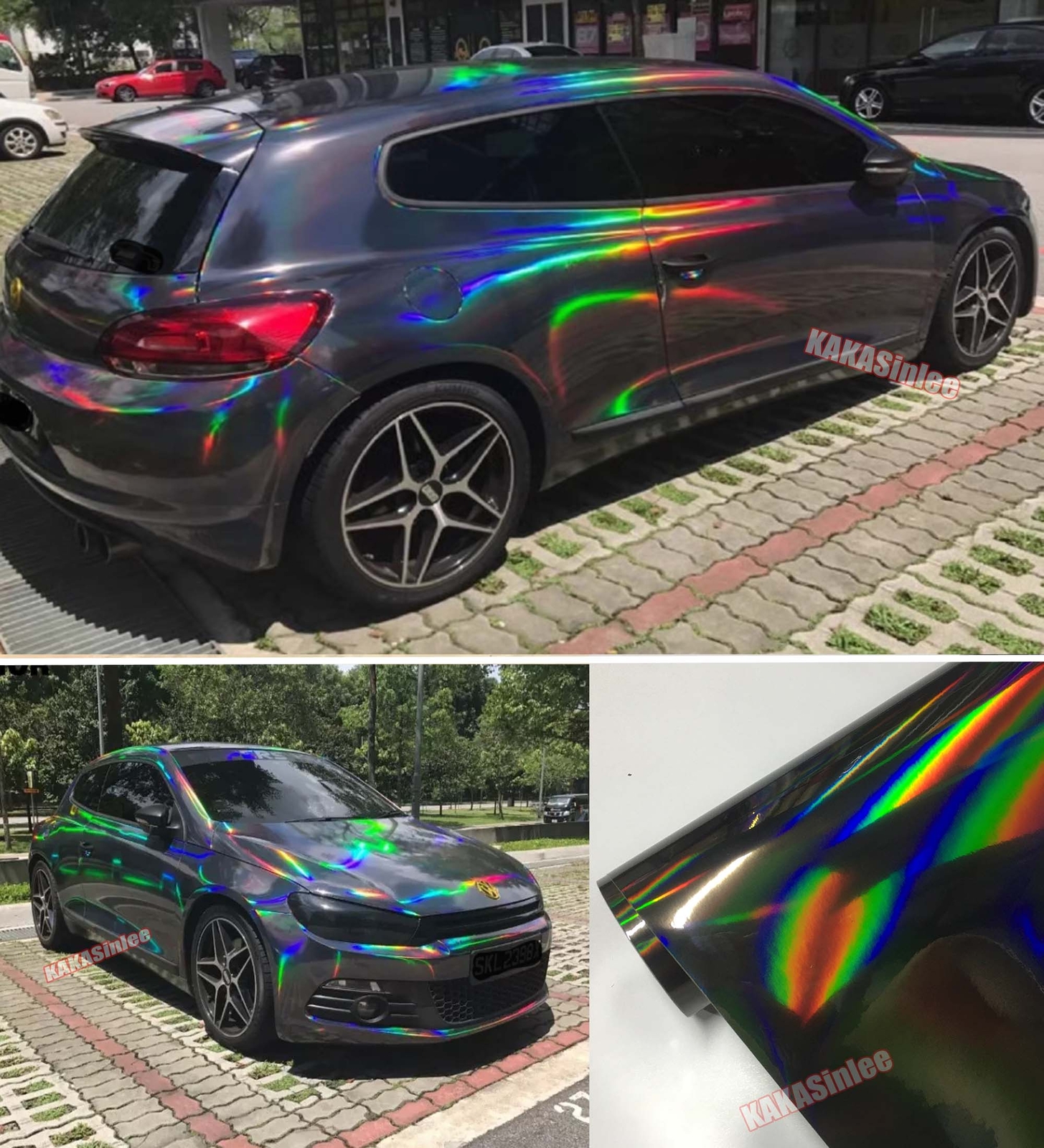 Bubbles Free Flat Laser Chrome Chameleon Car SUV Hood Roof Vinyl Wrap Sticker US