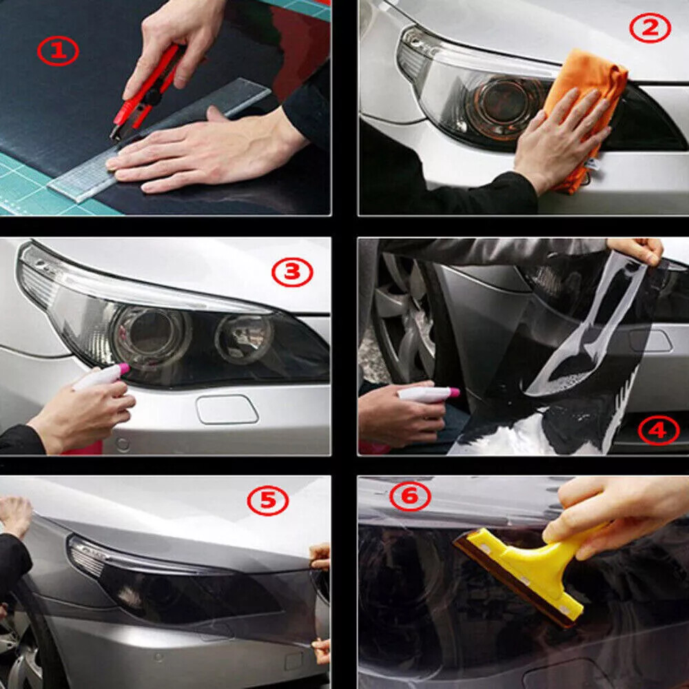 TPU Tint Gloss Clear PPF Protection Film Headlight Tail Light Fog Vinyl Wrap DIY