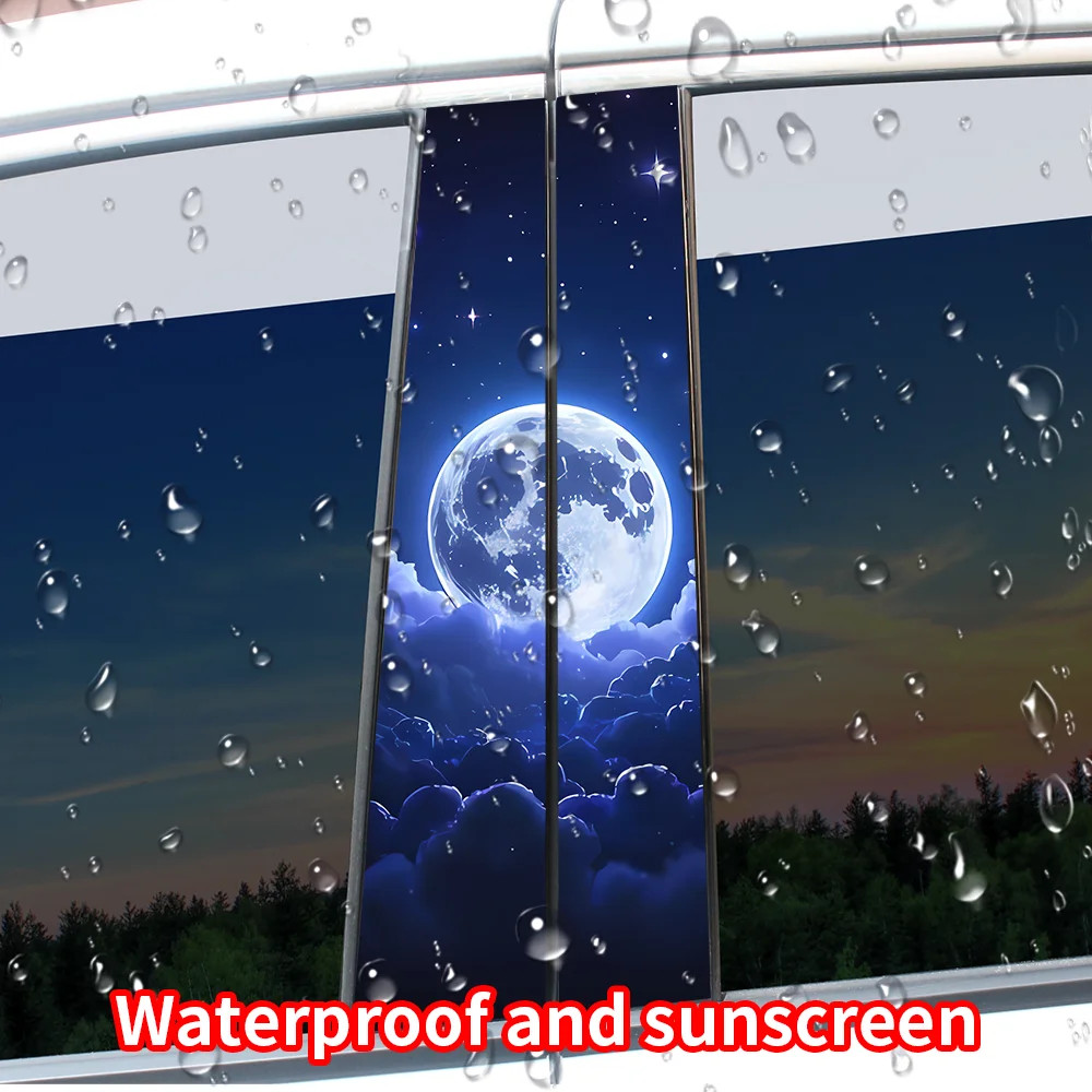 Dreamy Full Moon Starry Night Car B-Pillar Stickers Aesthetic Sky Vinyl Decals
