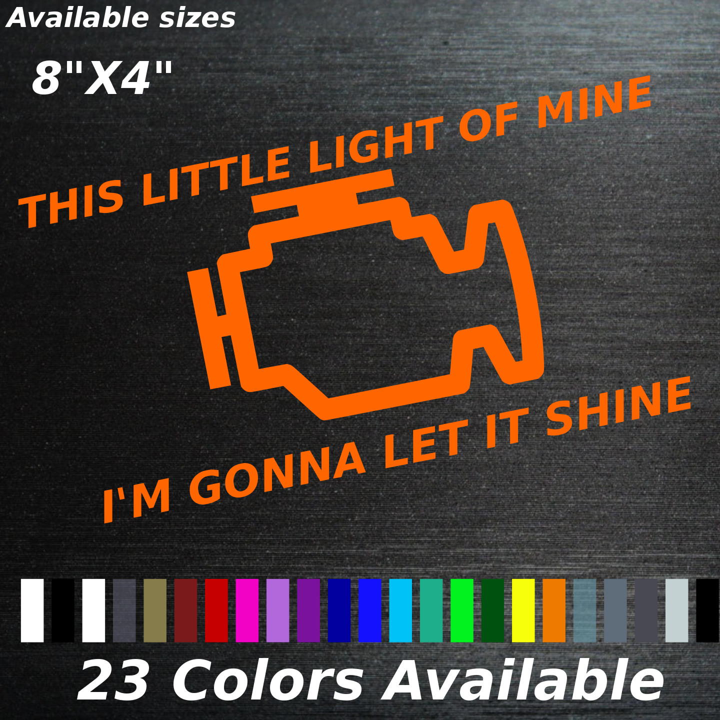 PAIRThis little light of mine im gonna let it shine window sticker check engine