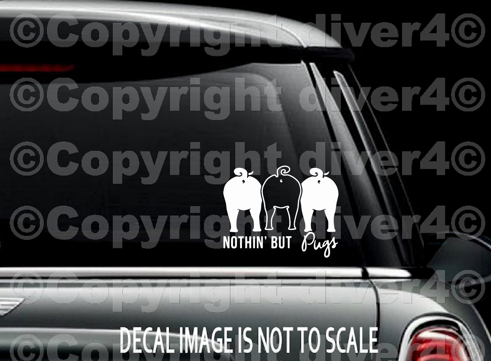 Nothin Butt Pugs Car Van Window Decal Bumper Sticker US Seller